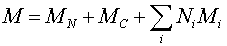 The equation for the molecular weight of a peptide.